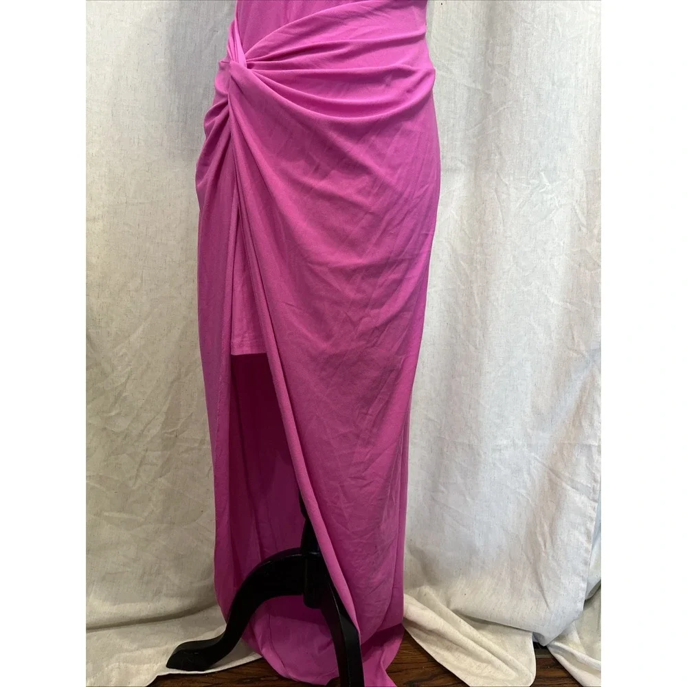 ONE33 DARCY MAXI DRESS IN FUCHSIA PINK WRAP OPEN SLIT UNDERSKIRT SIZE 4
